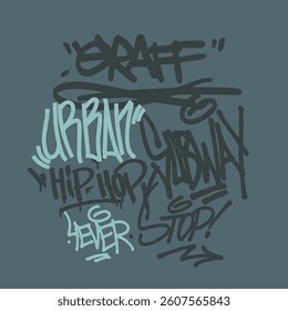 Urban street art typography colorful graffiti motivational slogan elements print with spray splash paint effect for graphic tee t shirt or poster sticker - Vector