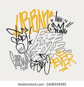 Urban street art typography colorful graffiti motivational slogan elements print with spray splash paint effect for graphic tee t shirt or poster sticker - Vector