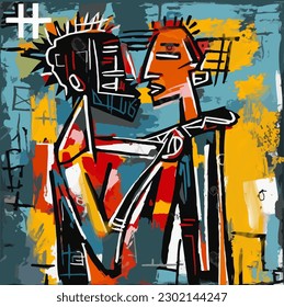 Urban, street art vector of an abstract couple