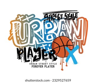 Tipografía retro grunge de baloncesto callejero urbano. Diseño de ilustraciones vectoriales para gráficos de moda, camisetas, impresiones, afiches, regalos.