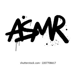 Urban Street Graffiti. Concept Of Asmr Artist And Content. Vector Logo For Podcast, Blog. Retro Print For Graphic Tee, Sweartshirt, Sticker. 1980s - 1990s Grunge Style.