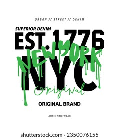 Urban street graffiti style New York brush stroke typography. Vector illustration design for slogan tee, t shirt, fashion graphic, print, poster, card. svg