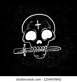 Urban Street hip hop gangsta rapper, skull in bandana