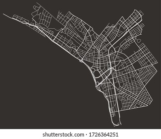 Urban street map of Trenton, New Jersey, USA, major and minor roads, highways city plan footprint