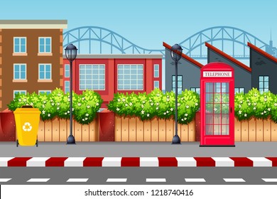 Urban street scene background illustration