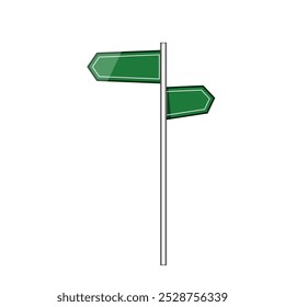 urban street sign green cartoon. al safety, visibility regulation, intersection pathway urban street sign green sign. isolated symbol vector illustration