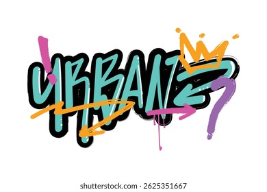 Grafite estilo rua urbana desenho e slogan citação tipografia texto. Design de ilustração vetorial para gráficos de moda, t shirt, slogan tees, cartazes, impressão.