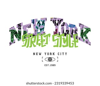 Urban street style graffiti elements. New York typography text. Vector illustration design for fashion graphics, t shirt prints.