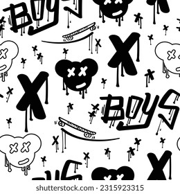 Urban street style grunge drawing. Seamless pattern repeating texture background. Vector illustration design.