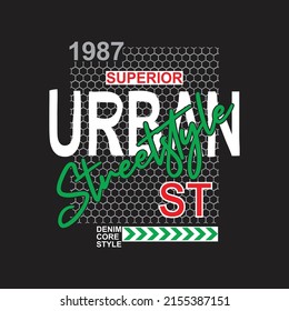 estilo urbano Premium Vector ilustración de un gráfico de texto. impresión de pantalla adecuada y DTF para el conjunto de diseño masculino de camisetas impresas, camisas, traje de panadería, botones para niños, etc.