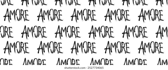 Urban street style, seamless pattern with grungy love text quote 'Amore'