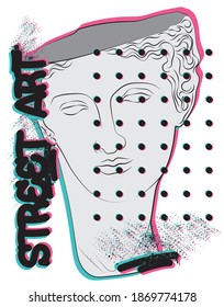 Urban street style vaporwave greek statue illustration with graffiti slogan print - Hipster graphic text vector pattern for tee - t shirt