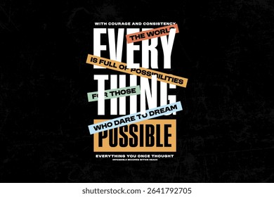 Urban Streetwear Aesthetic typography quotes vector graphic design Everything is Possible A Motivational Typography Poster