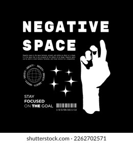 Urban streetwear design for printed t-shirts, jackets, sweaters and more. Negative space text slogan typography