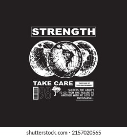 Urban Strength Slogan Print, abstrakter Typografie-Slogan t Shirt Stil, Design-Vektorgrafik, Denim Vintage für vorgedruckten Druck