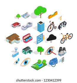 Urban structure icons set. Isometric set of 25 urban structure vector icons for web isolated on white background