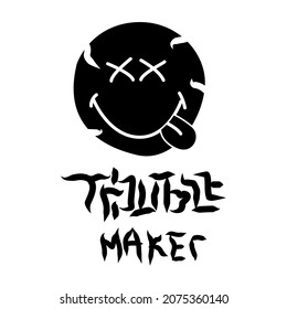 Urban Style Embroidered Streetwear Smile Trouble Maker Patch