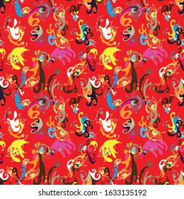 urban style ethnic ornament in bright color seamless abstract illustration for your design