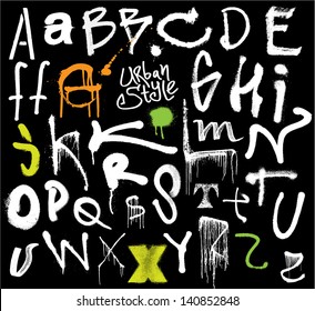 Urban style. Graffiti style alphabet.