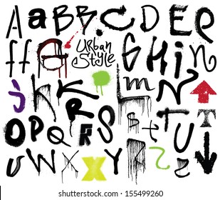 Urban style. Graffiti style alphabet.