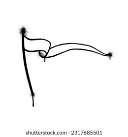 Bandera de graffiti de estilo urbano rociada con goteras y salpicaduras. Ilustración texturizada con dibujo vectorial sobre fondo blanco para banner, decoración, arte callejero, eps 10