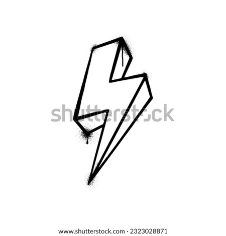 Urban style graffiti lightning  thunderboltsprayed with leak and splashes. Vector hand drawn textured illustration on white background for banner, decoration, tatoo, street art, halloween eps 10