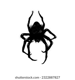 Urban style graffiti spider sprayed with leak and splashes. Vector hand drawn textured illustration on white background for banner, decoration, tatoo, street art, halloween eps 10