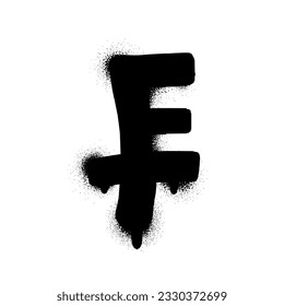 Urban style graffiti Swiss franc sprayed with leak and splashes. Vector hand drawn textured illustration on white background for banner, decoration, tatoo, street art eps 10