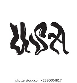 Urban style graffiti USA written by marker. USA tag letter Vector hand drawn textured illustration on white background for banner, decoration, tatoo, street art, halloween eps 10