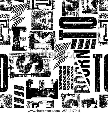 Urban style modern seamless pattern with graffiti words. Street art style background for guys. Born to skate. 