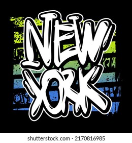 Modernes T-Shirt im urbanen Stil mit Graffiti. Street Art Illustration für Jungs. New York