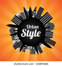 Urban style  over orange background vector illustration