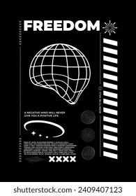 Urban Style T-Shirt print Design, Streetwear Aesthetic Y2K fashion. Printable vector clothes design. Grunge outfit screen printing.