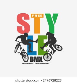 urban style-bmx extreme bicycle  typography t-shirt print