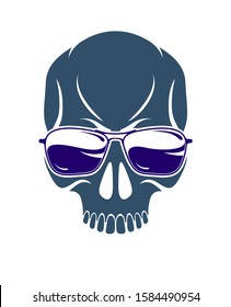 Urban stylish skull vector logo or icon, aggressive criminal scull tattoo, gangster style.