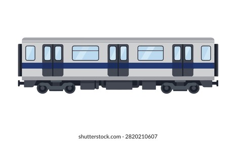 urban subway train with blue and white colors designed for city transit and commute transportation system in a metropolitan setting