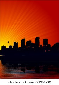 ilustración de vector de atardecer urbano