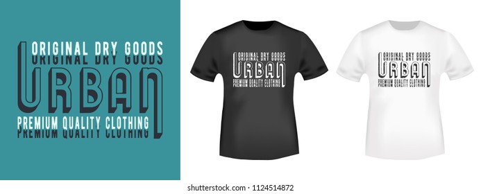 URBAN t shirt print stamp. Textured design for printing products, badge, applique, t-shirt stamp, clothing label, jeans and casual wear tags. Vector illustration.