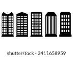 Urban tall building icon set