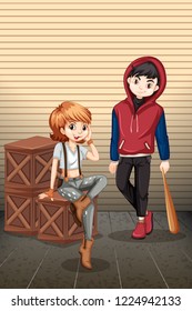 Urban teenager with crate illustration