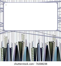 Urban theme abstract illustration with copy space. Vector city background with template sheet.