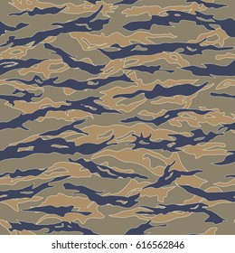 Urban Tiger stripe Camouflage seamless patterns. Vector Illustration.