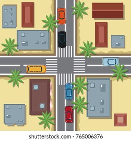Urban top view cartoon