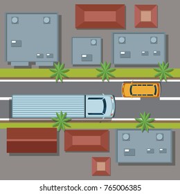 Urban top view cartoon
