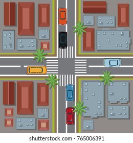 Urban top view cartoon