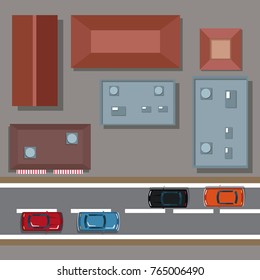 Urban top view cartoon