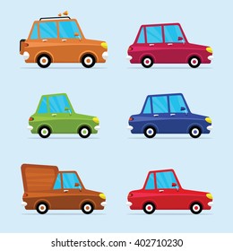 Urban Traffic Vehicles Cars Icons Set in a Flat Style