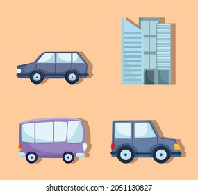 urban transport cars icon set