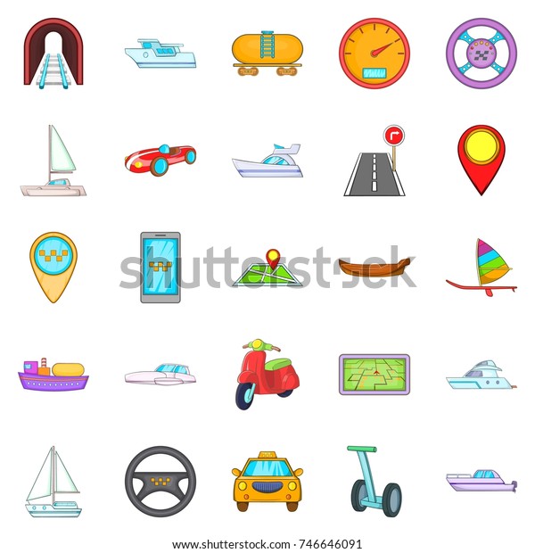 Urban transport\
icons set. Cartoon set of 25 urban transport vector icons for web\
isolated on white\
background