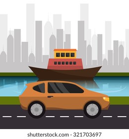 Urban transport and vehicles design, vector illustration